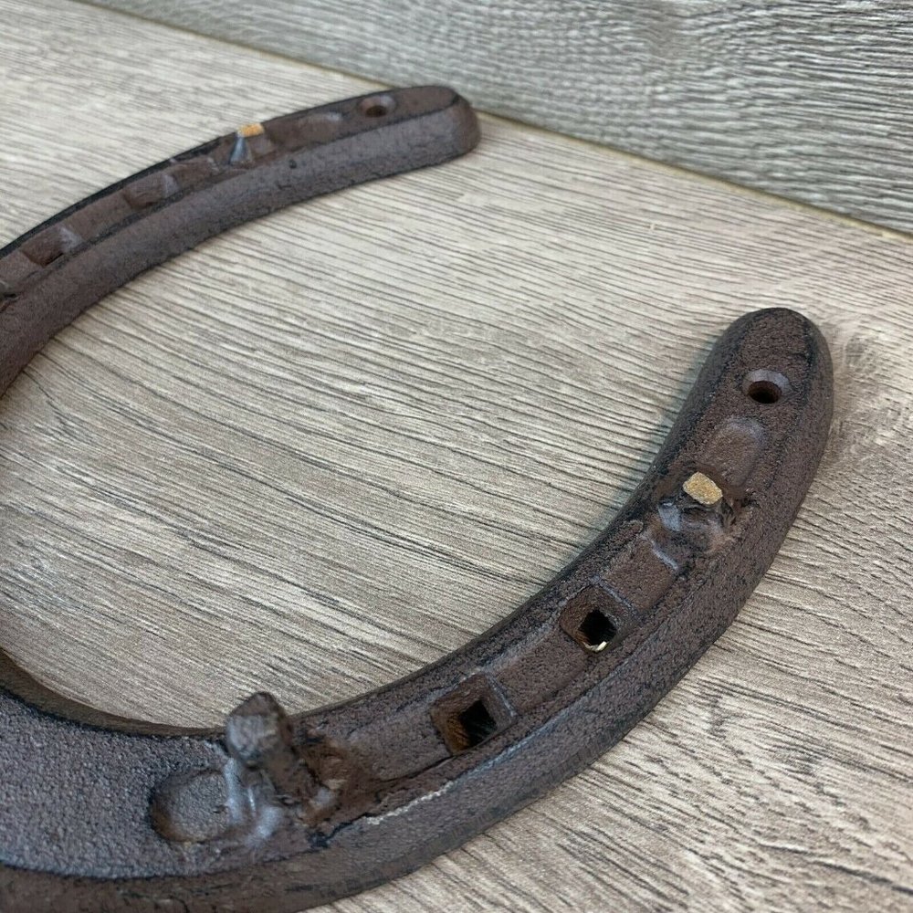 Wrought Iron Decorative Draft Horse Size Horseshoe Hook. 2 Pegs Are Broken Off. - Picture 3 of 6